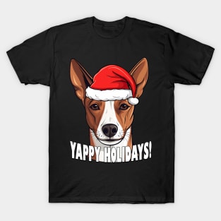 Basenji Christmas Gift Yappy Holidays Santa Dog T-Shirt